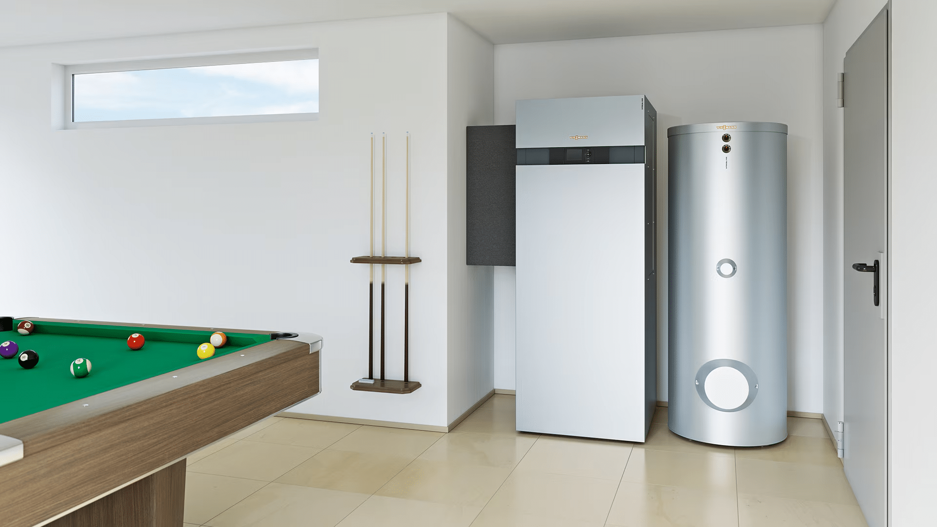 Pompe à chaleur Viessmann intérieur installée dans une chaufferie